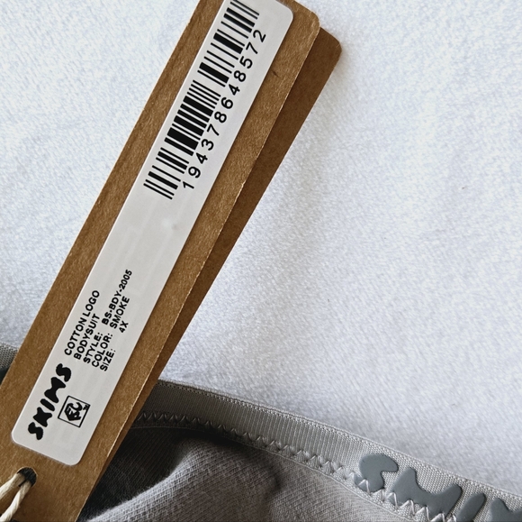 🏷️Skims 4X Cotton Logo Bodysuit Smoke - Picture 12 of 12